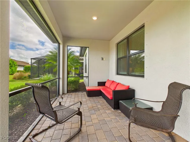 a outdoor living space with furniture and garden view