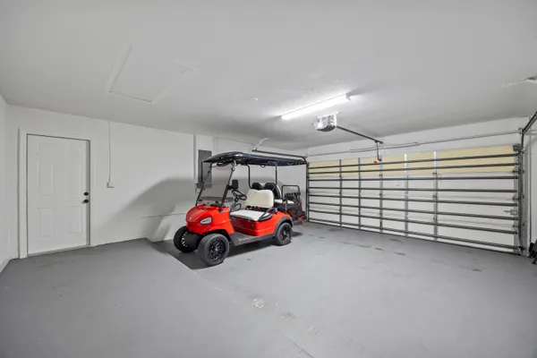 a car is parked in a garage