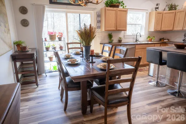 a table and chairs in a dining room