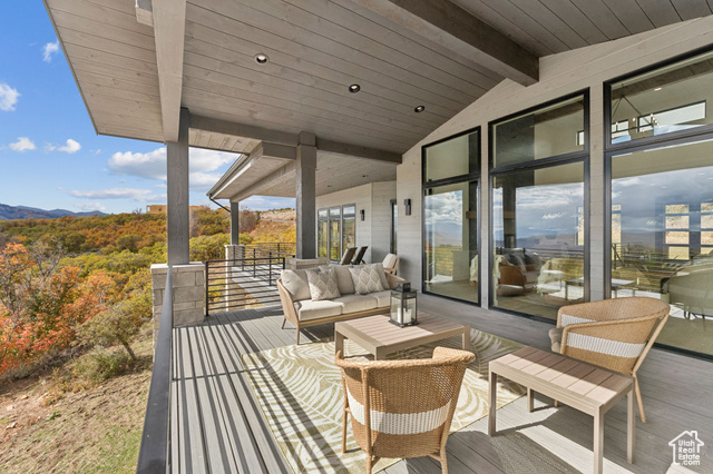 2280 East Outlaw Road, Unit 56 Kamas, UT 84036 - Photo 57 of 59 Wooden terrace featuring an outdoor living space