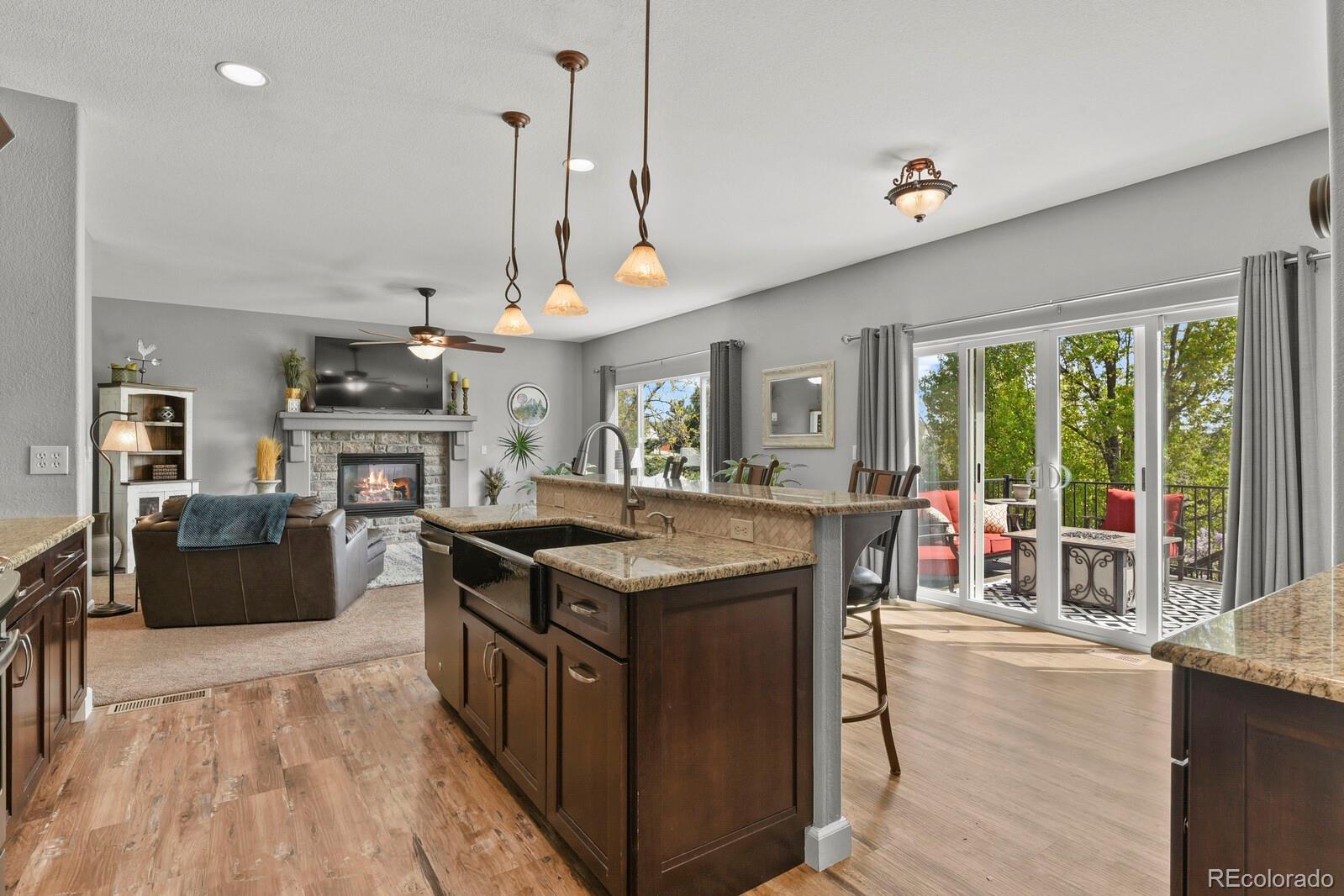 21018 Saddleback Circle Parker, CO 80138 - Photo 14 of 50 a kitchen with stainless steel appliances granite countertop a stove and a refrigerator