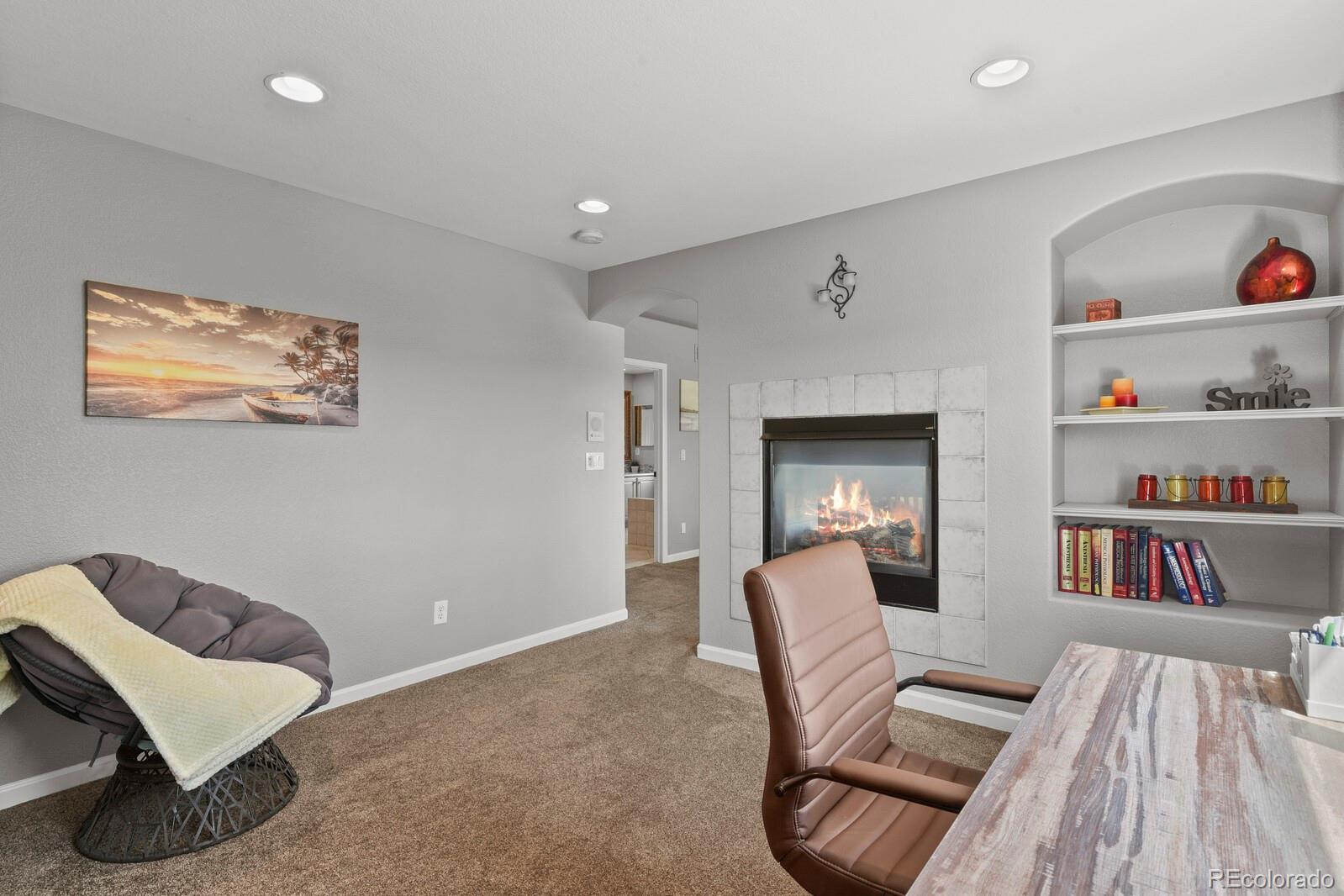 21018 Saddleback Circle Parker, CO 80138 - Photo 25 of 50 a living room with furniture and a book shelf