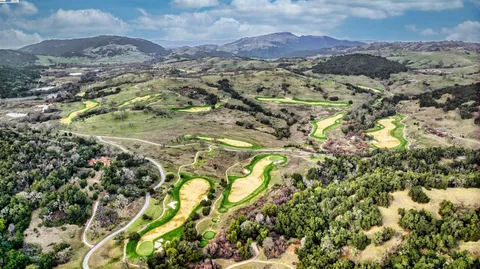 a view of a city with mountains in the background
