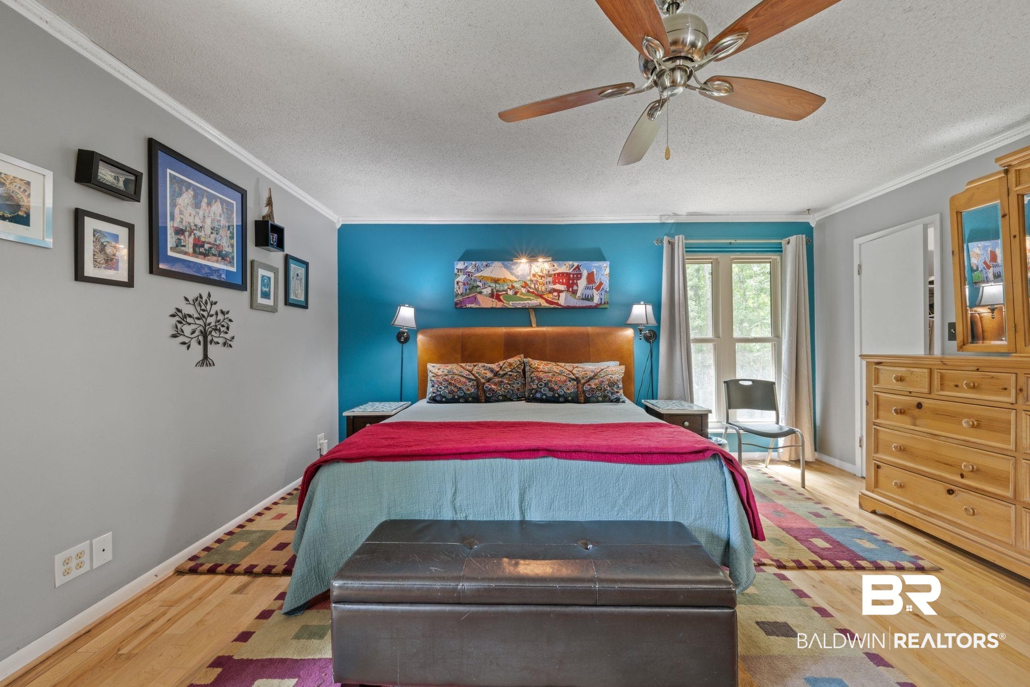 40 Caisson Trace Daphne, AL 36527 - Photo 24 of 54 Bedroom with ceiling fan, crown molding, and hardwood / wood-style flooring