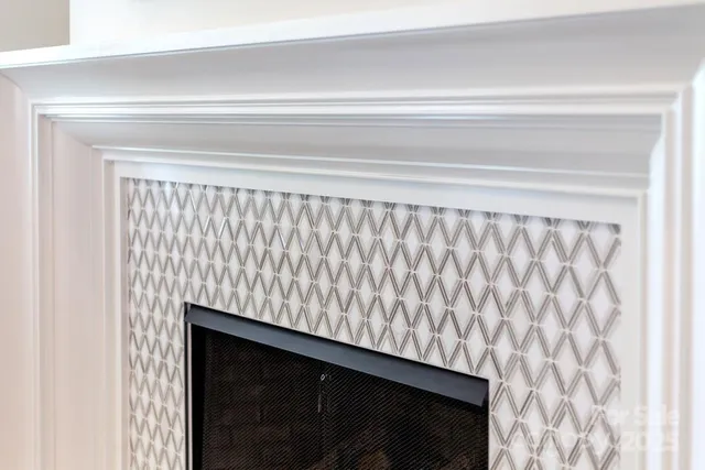 a close view of a fireplace