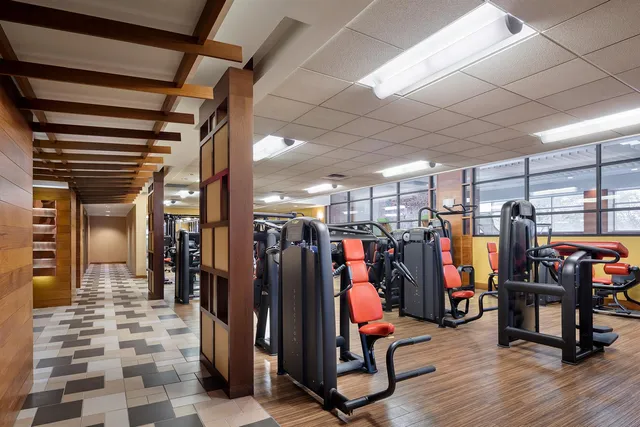 a view of a room with gym equipment