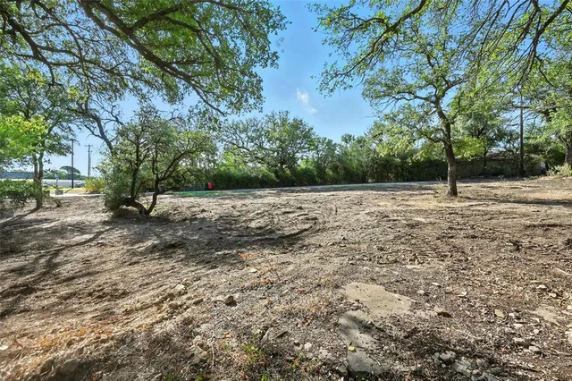 a view of a field with trees