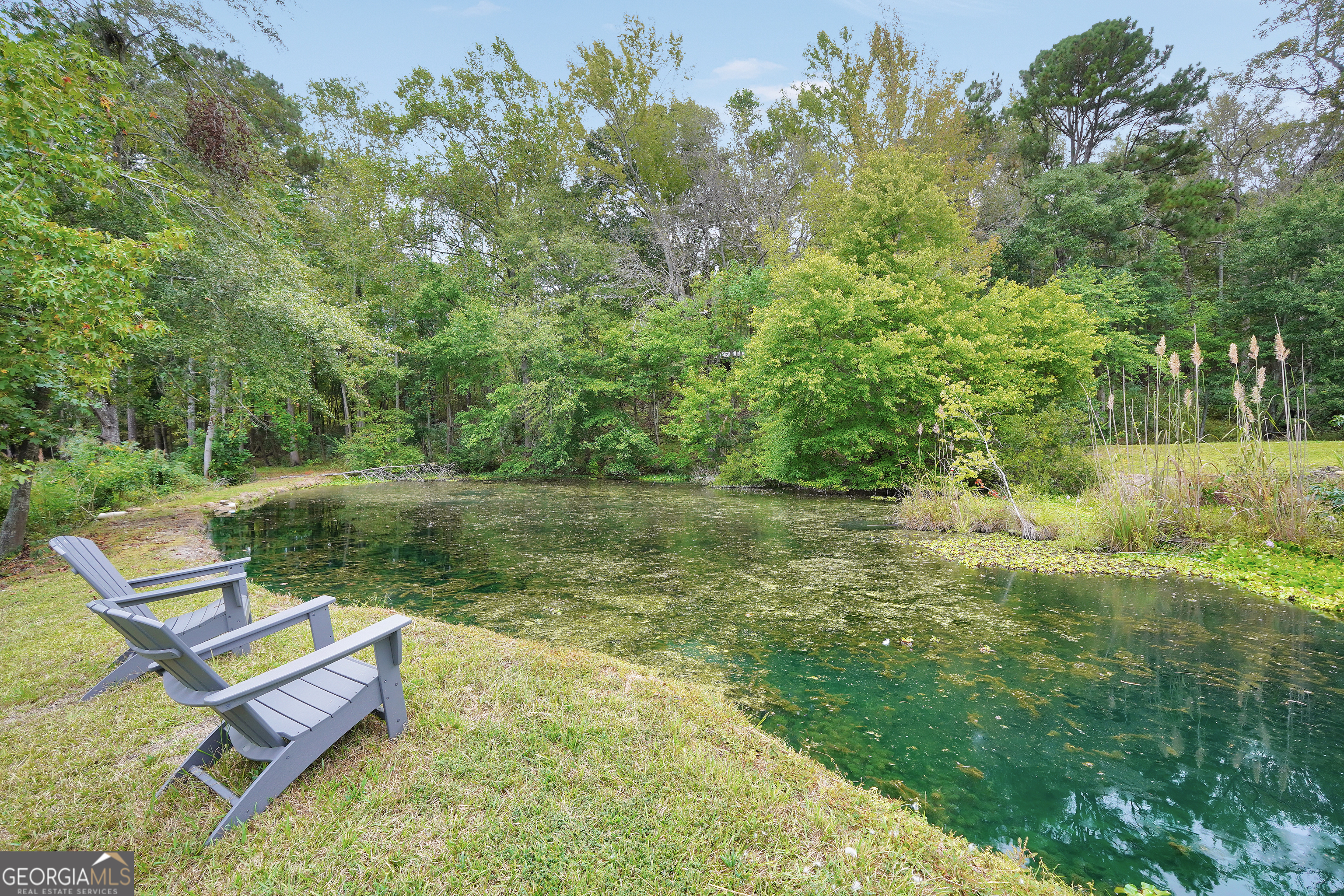 686 Burkett Road Thomaston, GA 30286 - Photo 41 of 70 a view of a lake with a bench and trees