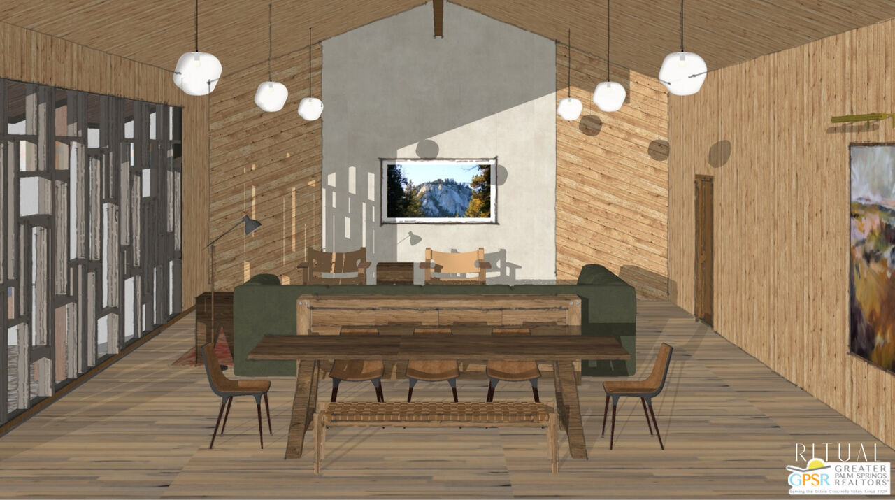 25970 Cedar Street Idyllwild, CA 92549 - Photo 4 of 27 a view of a dining room with furniture and wooden floor