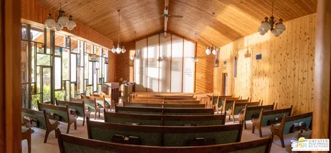 a room with a large window