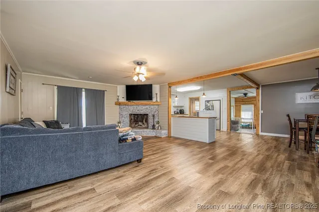 a view of a kitchen from the hallway