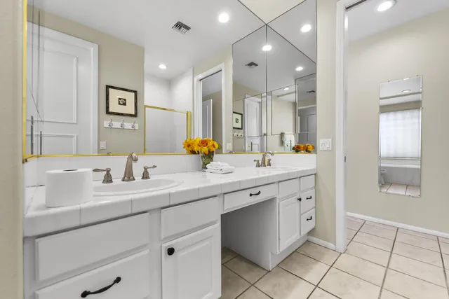 a view of a swimming pool with a yard