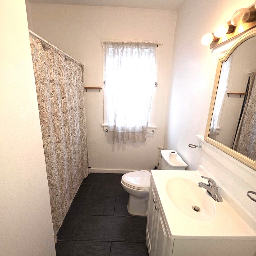 1248 North Spaulding Avenue, Unit 2 Chicago, IL 60651 - Photo 12 of 12 a bathroom with a sink a toilet and shower curtain