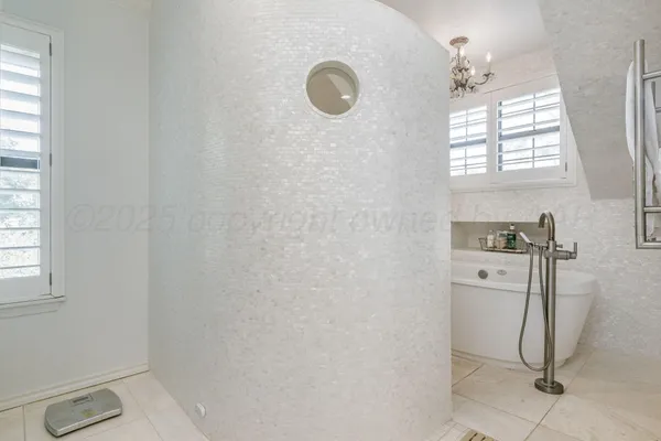a bathroom with a bathtub