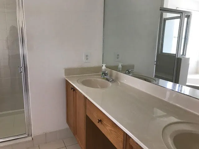 a bathroom with a bathtub