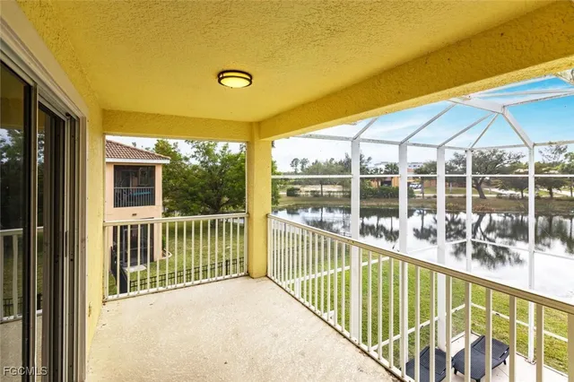 a view of a building from a balcony