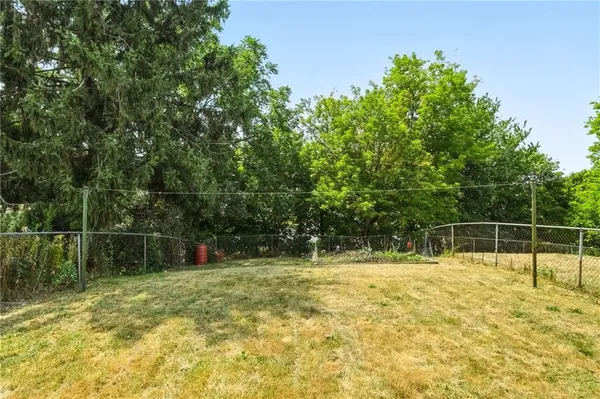 a swimming pool that is in front of a tree