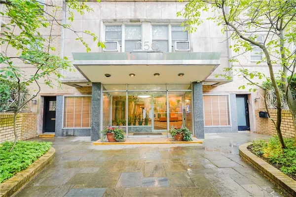 a view of a building with a outdoor space