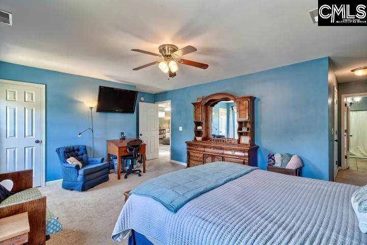 209 Eagle Pointe Drive Chapin, SC 29036 - Photo 32 of 40 a bedroom with furniture a ceiling fan and a wooden floor