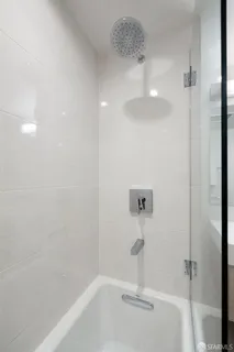 a bathroom with a bathtub