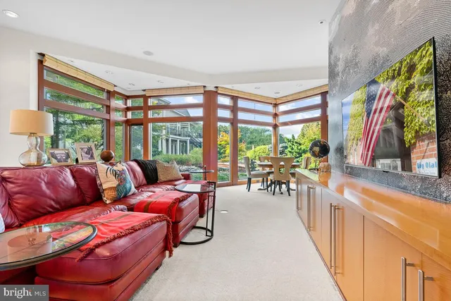 a view of a lake with a big yard