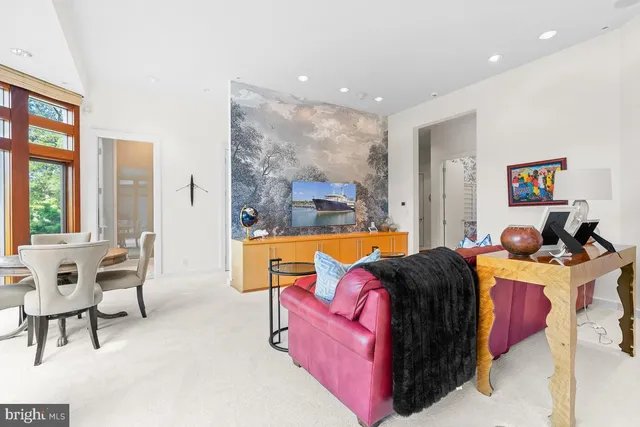 a view of a room with stairs