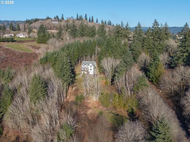 a view of a town of a building and mountain view