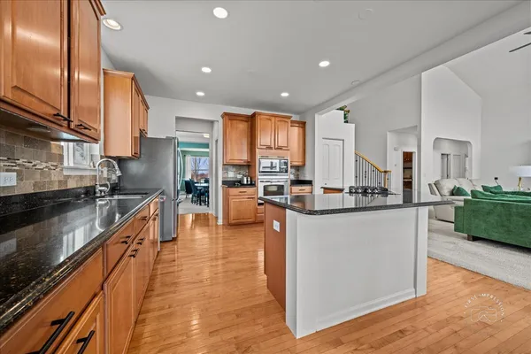 a view of kitchen with counter top space