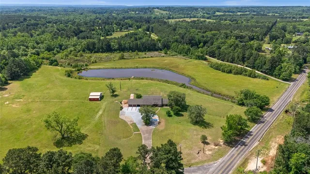 an aerial view of swimming pool