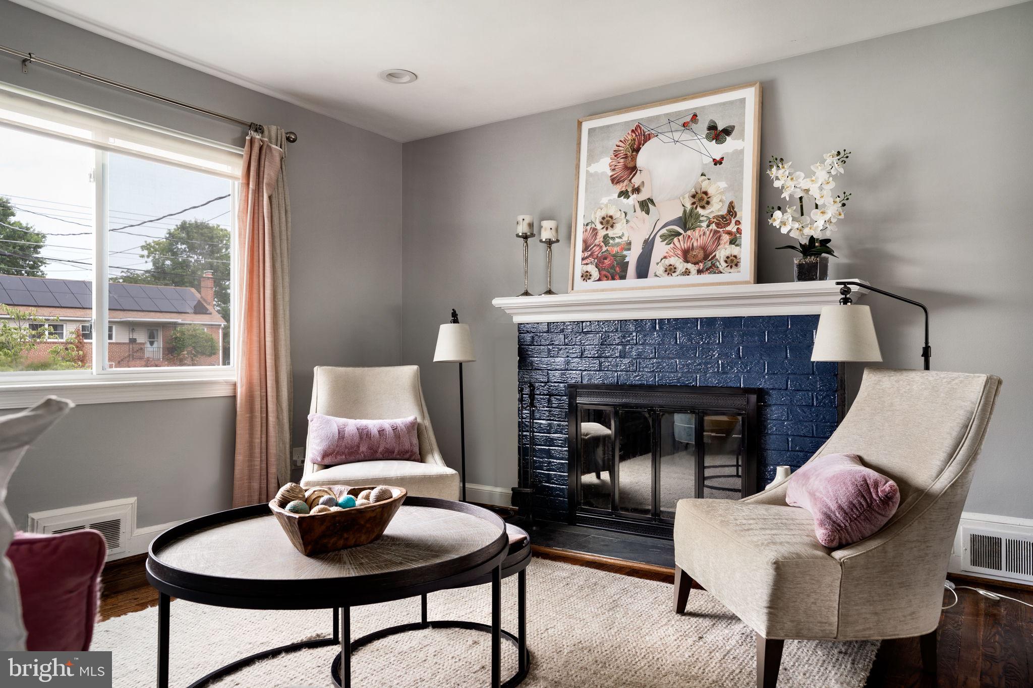 Living Room with Wood-burning fireplace