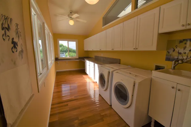 a view of balcony with furniture