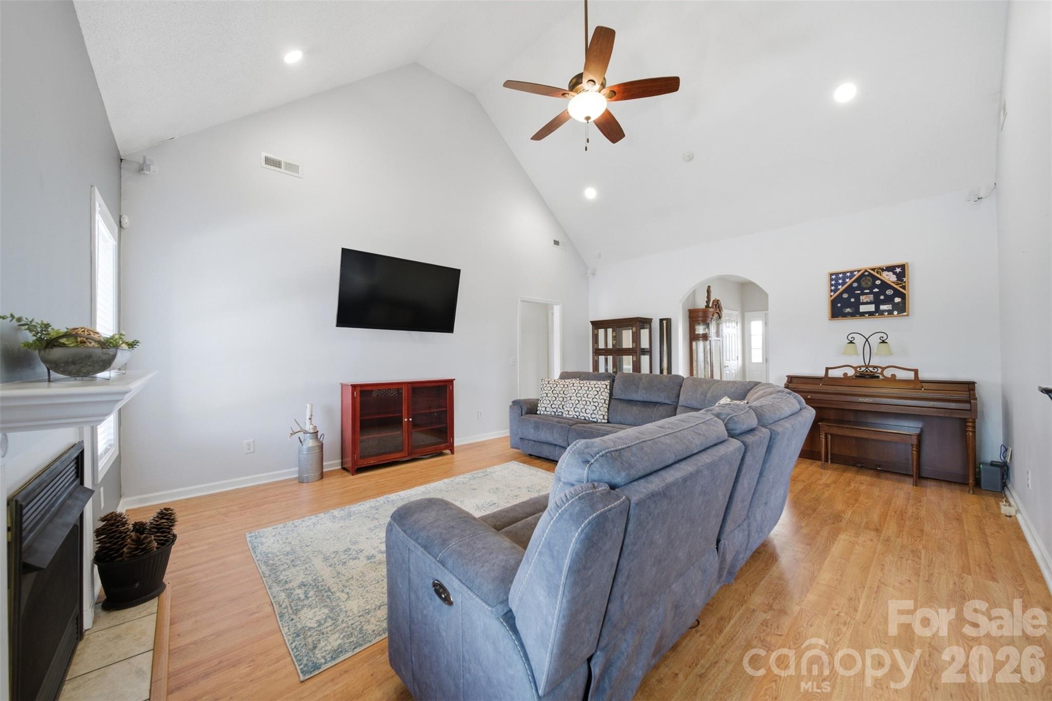 2535 Citrus Lane Sumter, SC 29153 - Photo 10 of 47 a living room with furniture a fireplace and a flat screen tv