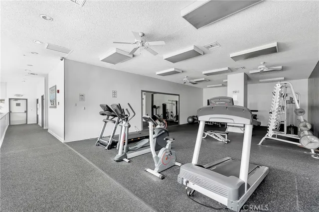 a view of a room with gym equipment