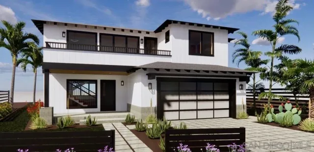 a front view of a house with garage