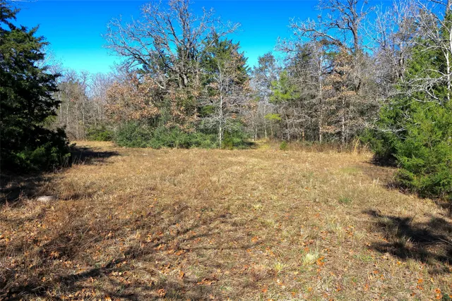 a view of a lake with a yard