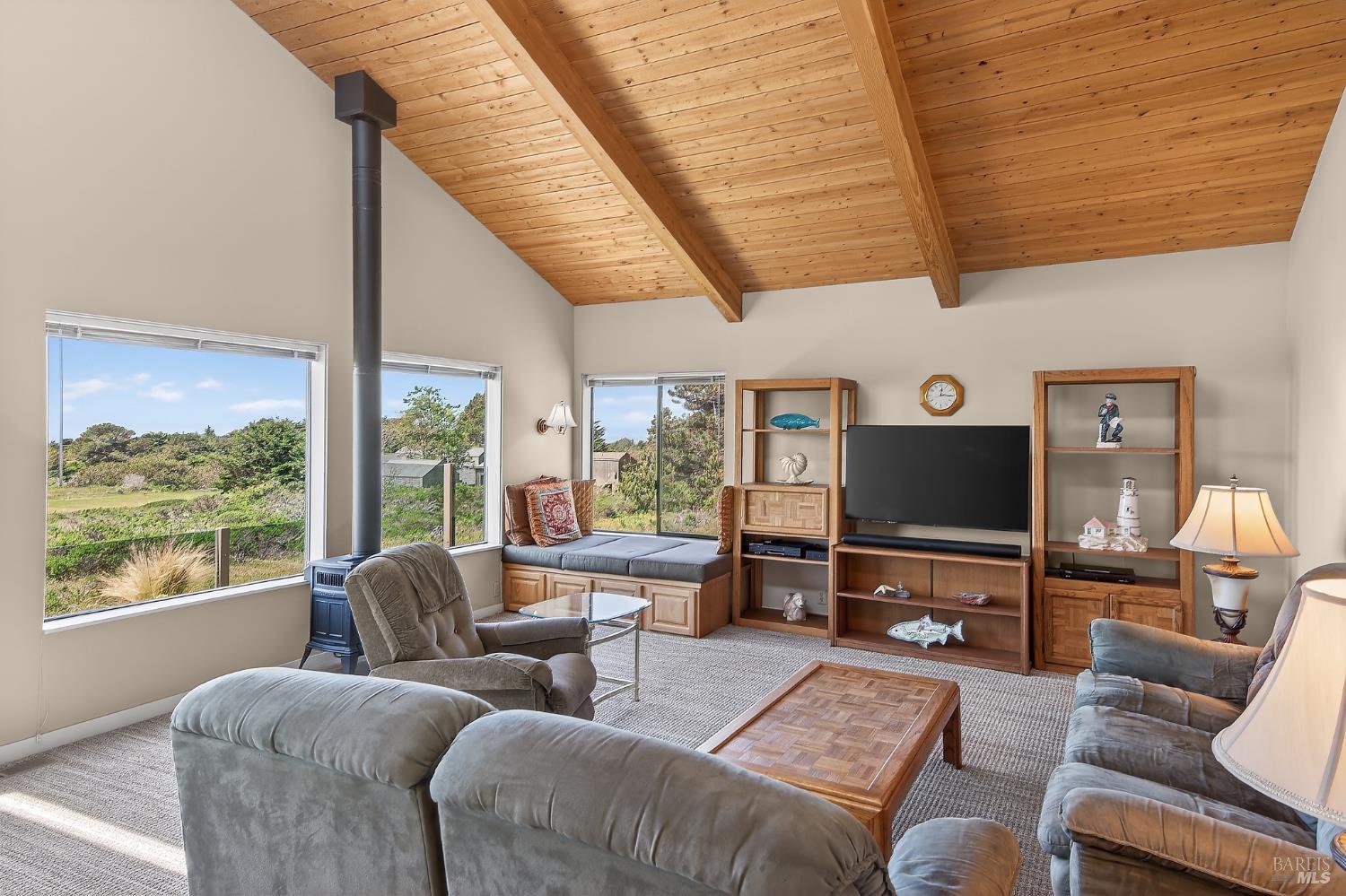 41339 Westwind The Sea Ranch, CA 95497 - Photo 5 of 60 Open concept living room with open beam wood ceiling