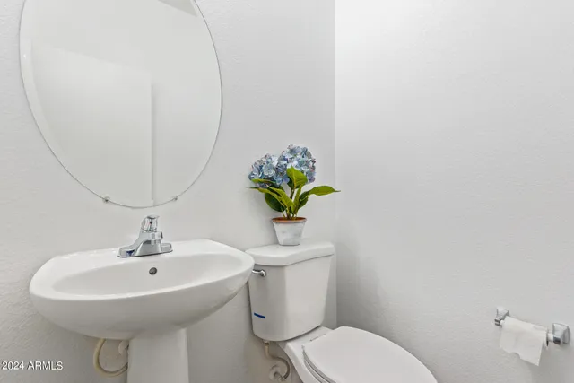 a bathroom with a toilet a sink and a mirror