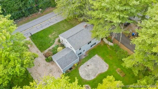 an aerial view of a house