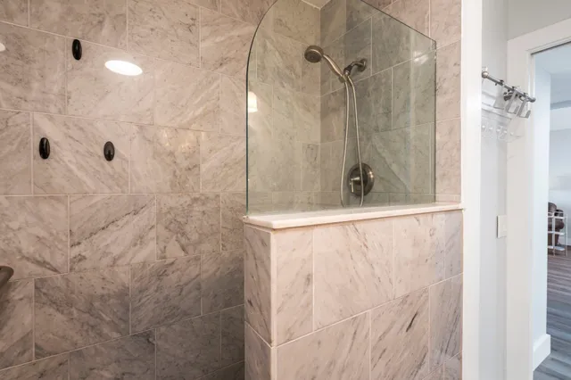 a bathroom with a shower