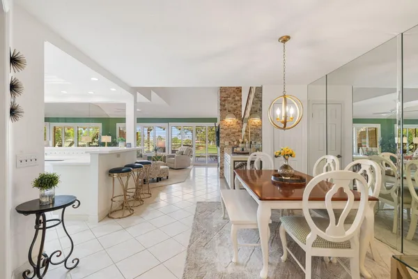 a view of a dining room and livingroom