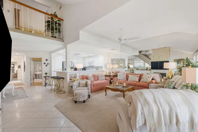 a large bedroom with furniture