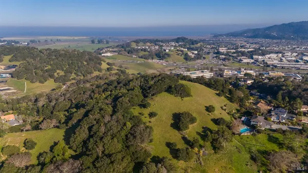 a view of a city with mountains in the background