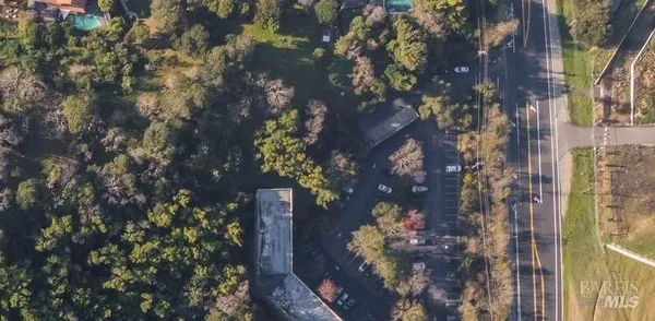 a building view with a tree