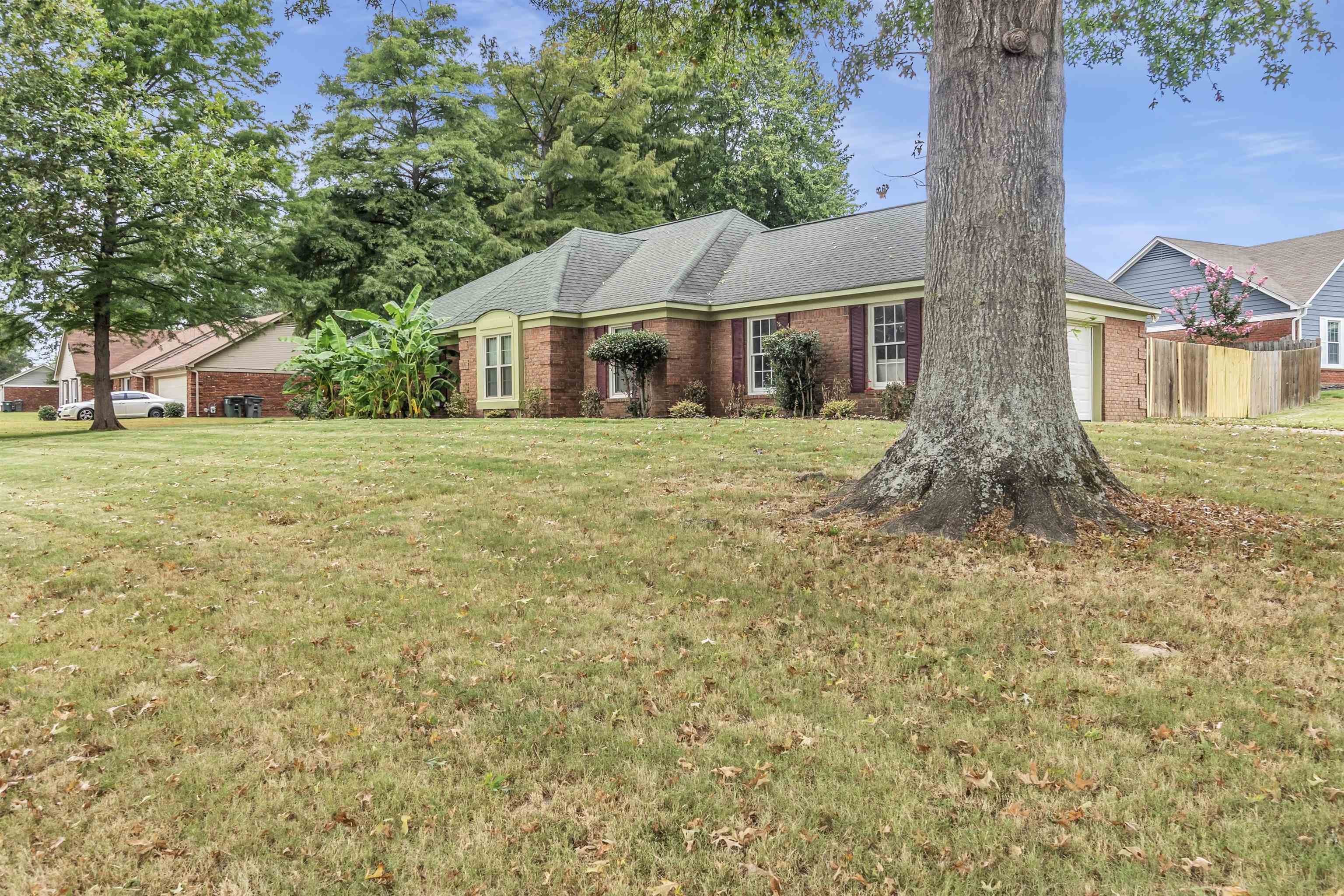 7218 Barnstable Road Memphis, TN 38125 - Photo 2 of 18 Ranch-style house with brick siding, a shingled roof, and a garage