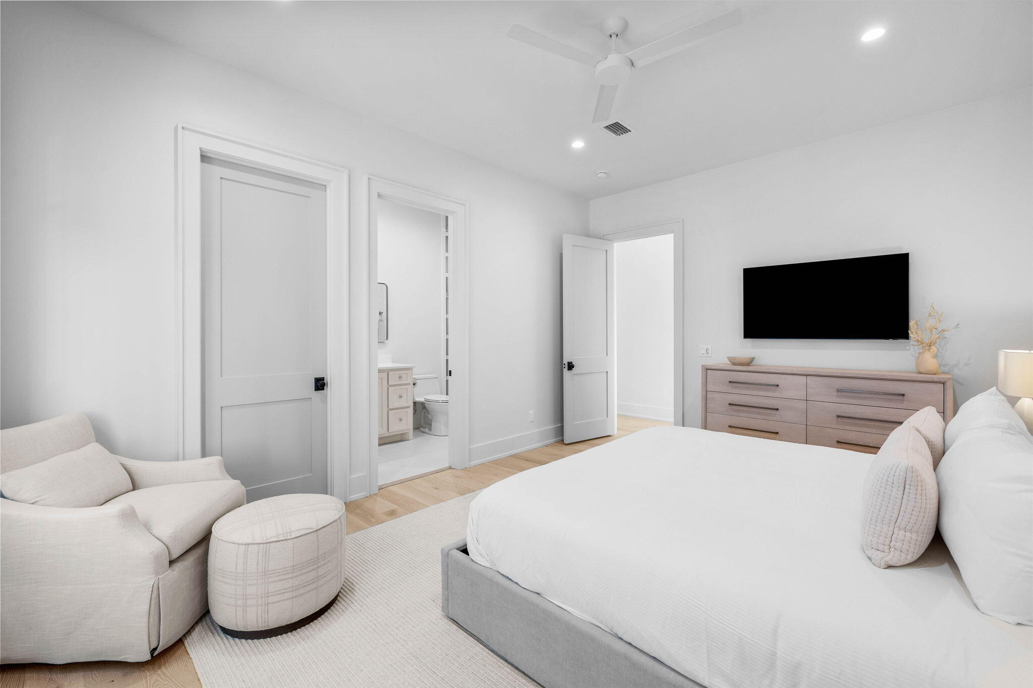 8069 East County Highway 30A Inlet Beach, FL 32461 - Photo 50 of 119 a bedroom with a bed and a flat screen tv