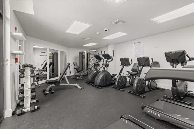 a view of a room with gym equipment