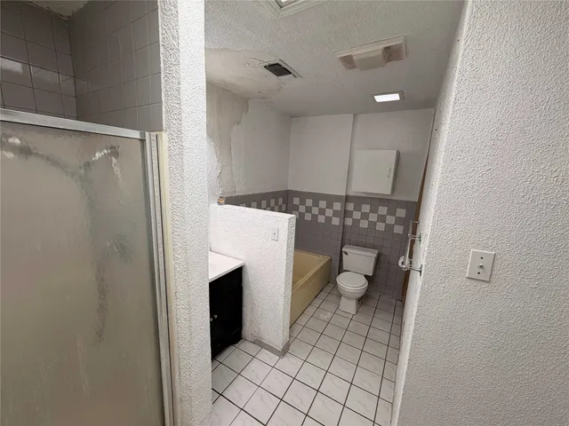 a hallway with a large window in it