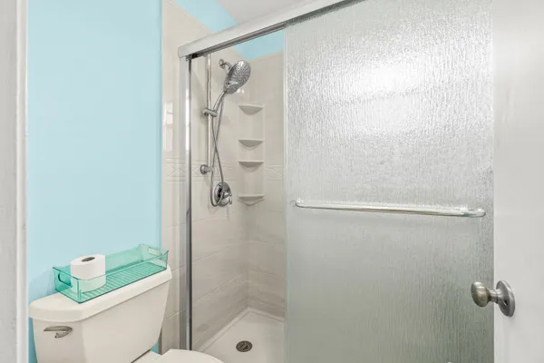 a bathroom with a shower