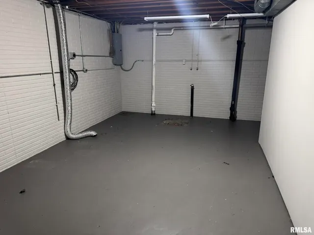 a view of a room with racks on the wall