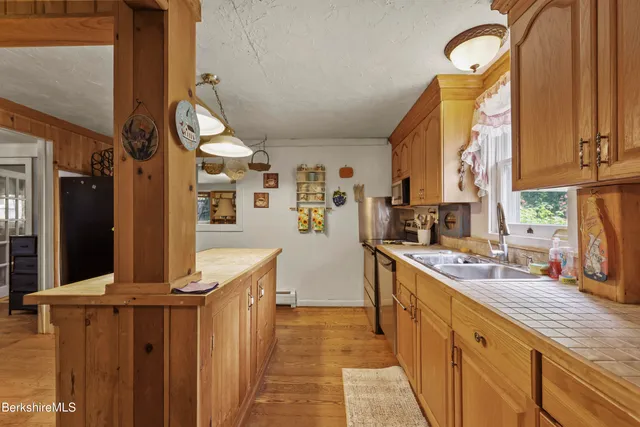 a kitchen with lots of counter top space